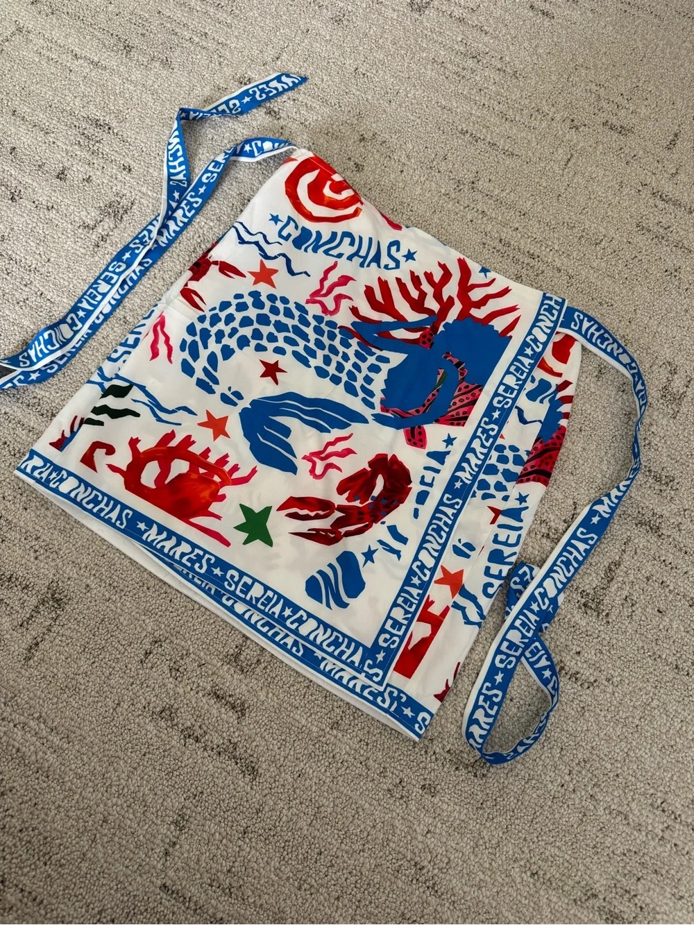 Print Mini Skirt — Blue & Red Sea Motif